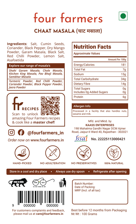 Chaat Masala – Tangy & Fresh and Zingy, Aromatic