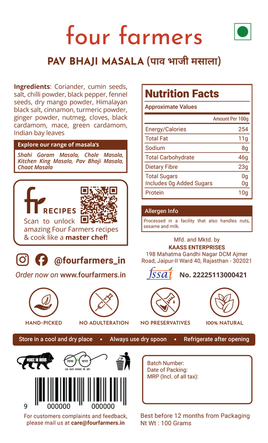 Pav Bhaji Masala – Mumbai-Style Blend, Pure, Fresh & Jain Friendly